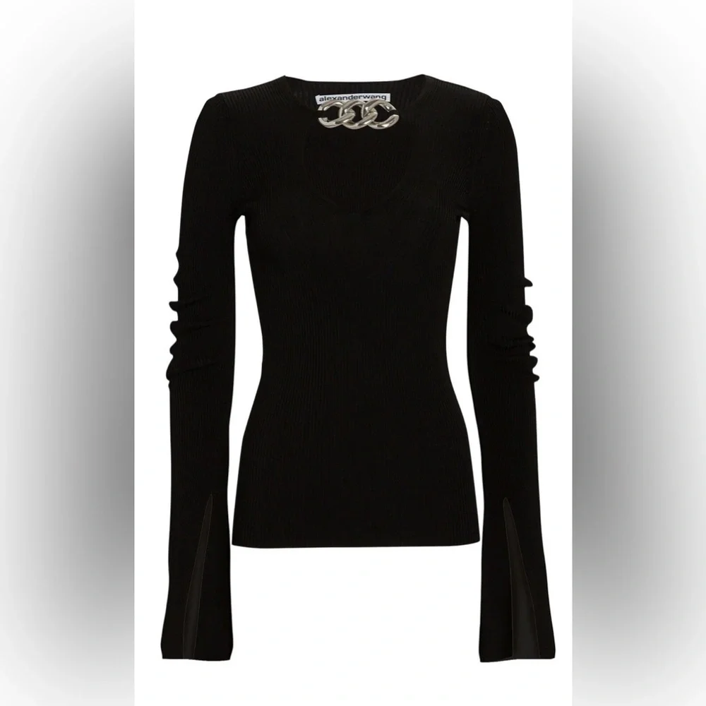 Alexander Wang Chain Black Long Sleeve Women's Top - Picture 1 of 3